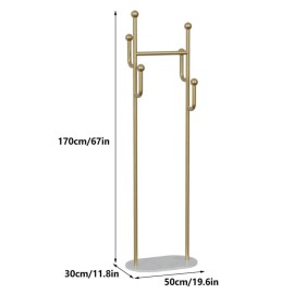 Golden Metal Freestanding Heavy Duty Clothing Rack with Marble Base Multipurpose Coat Stand for Garments Bedroom Hat Hangerscolor: gold Color