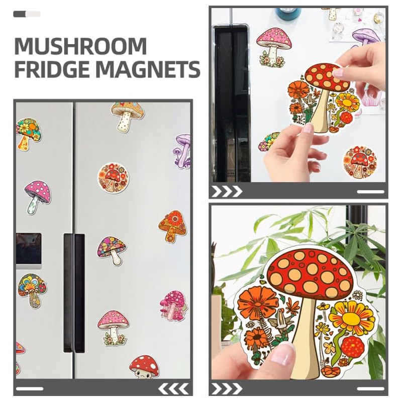 2 Sets Cute Mushroom Fridge Magnets Decorative Kitchen Magnets for