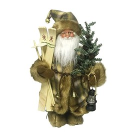 16" Standing Woodsman Santa Christmas Figurine with Skis