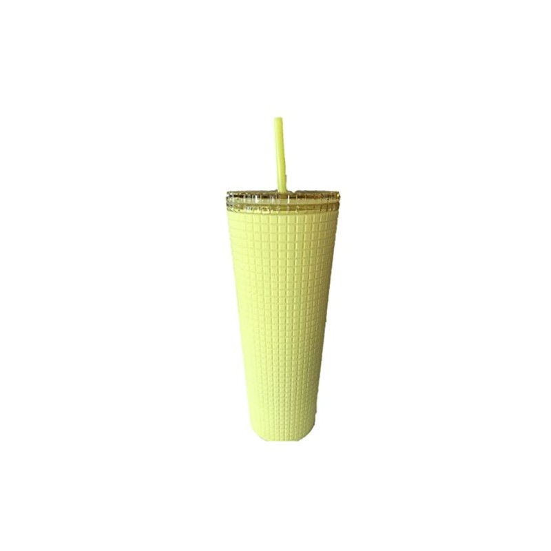 Starbucks Meadow Yellow Grid Soft Touch Tumbler Venti 24 oz