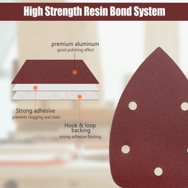 Pack of 50 Sandpaper Triangle Sanders, 180 Grit 5-Hole Sanding Pads Sandpaper Delta Sander Sanding Sheets for Triangle Sanders 140 x 100 mm