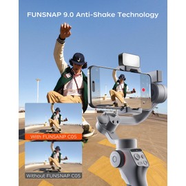 FUNSNAP Capture5 Gimbal Stabilizer for Smartphone, Magnetic AI Tracker Fill Light Remote Control 500g Payload, 3-Axis Phone Gimbal for Android & iPhone 16 15 Pro Max for Video Recording
