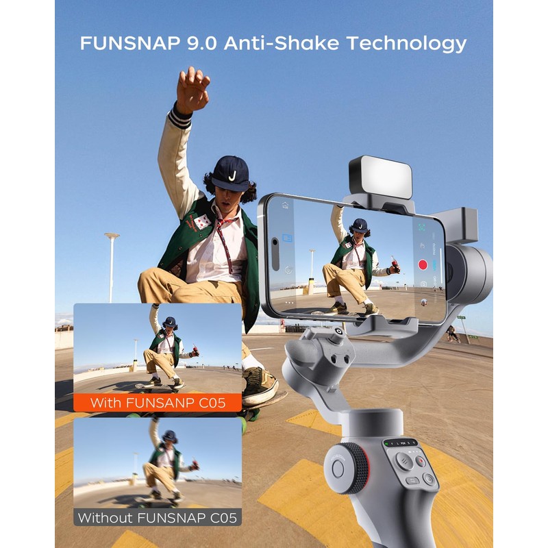 FUNSNAP Capture5 Gimbal Stabilizer for Smartphone, Magnetic AI Tracker Fill