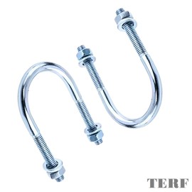 TERF® M10 X 60mm X 95mm Round U Bolts Steel U Bolt RodThread M10 (10mm) Inner Width 60mm and Length 95mm Round U Clamp Bolt with Nut and Flat Washer - Pack of 2