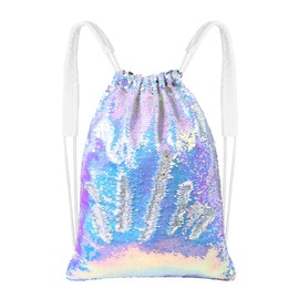 MHJY Sparkly Sequin Drawstring Bag,Mermaid Sequin Backpack Glitter Sports Dance Bag Shiny Travel Backpack