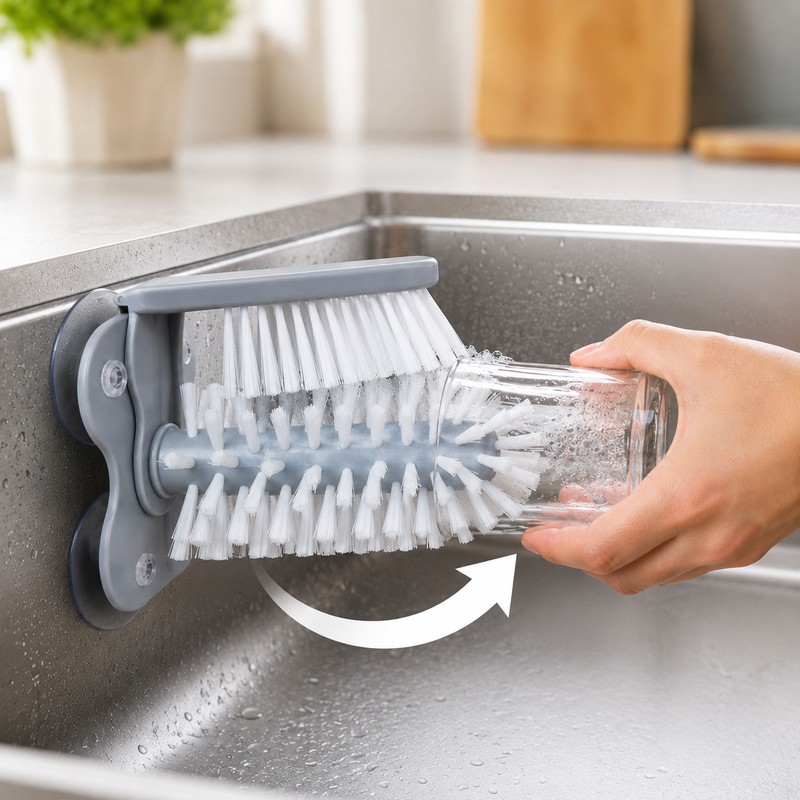 Sink Bottle and Glass Cleaning Brush for Drinkware - Suction