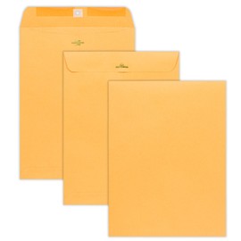 EnDoc 9 1/2 x 12 1/2 Clasp Envelopes - 10 Pack - Brown Kraft Catalog Envelopes Gummed Seal Closure – 28lb Heavyweight Paper 9.5x12.5 inch Envelopes for Home, Office, Business, Legal or School.