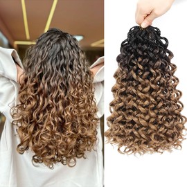Pre looped Gogo Curl Crochet Hair 12 Inch 8 Packs Pre twisted Short Curly Crochet Hair for Black Women Ocean Wave Braiding Hair Water Wave Deep Braiding Hair (12 inch OT4/27)