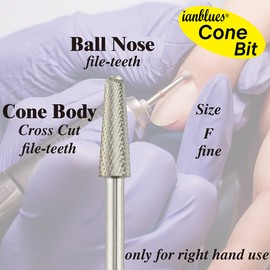 ianblues Cone Bit Nail Drill, Manicure E File for Electric Nail Drill Machine, Professional Nail File for Nail Care & Nail Remove (Fine -F)