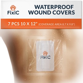 Fixic Transparent Film Dressing - 7 PCS Set, 10 x 12 in - Transparent Dressing to Cover Wounds - Waterproof Wound Cover for Showering - Premium Medical Tape