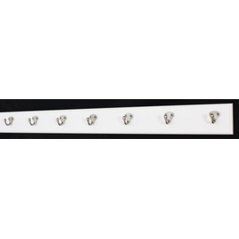PEG AND RAIL White Coat Rack with Satin Nickel Single Style Hooks Style Hooks (36" x 3.5 with 7 Hooks)