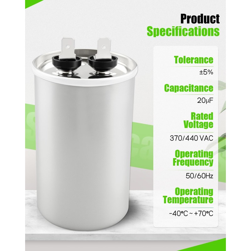 EAE32501017 Refrigerator Run Capacitor Fit for LG, 20μF MFD 370/440VAC