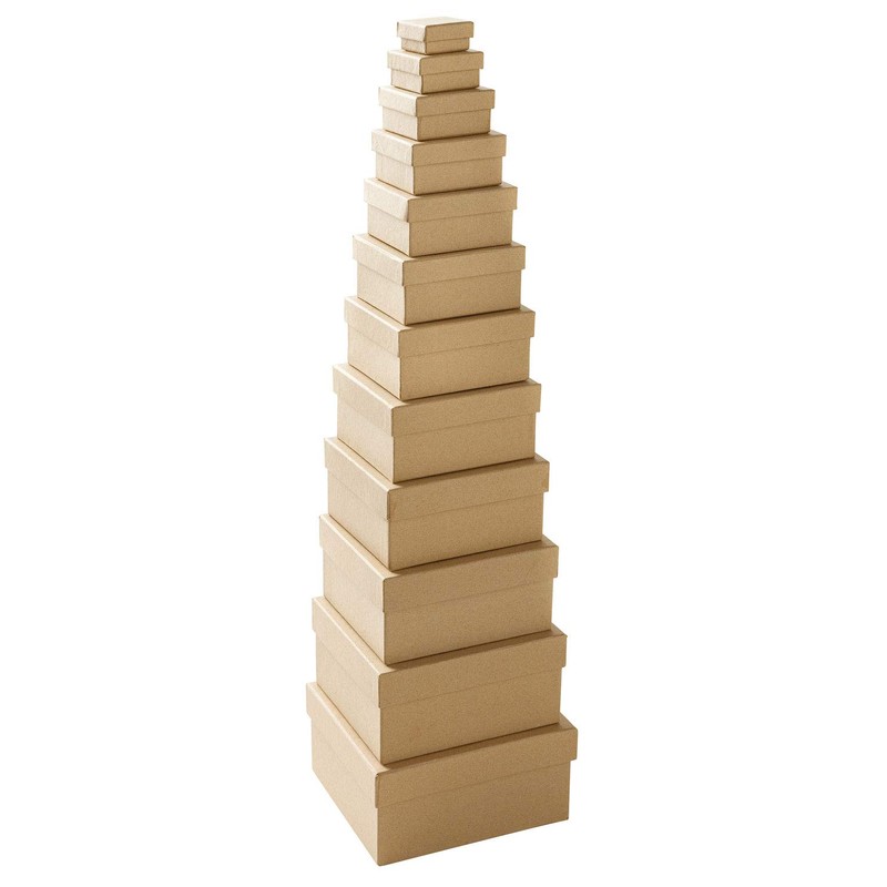 folia 3110 Cardboard Boxes in Natural Design, Pack of 12,