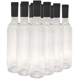 nicebottles Plastic Wine Bottles & Screw Caps, Clear, 750ml - Pack of 12