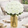 20 Pcs White Artificial Flowers Fake Artificial Roses Silk Flower