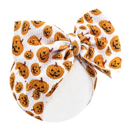 ONENINEDREAM Thanksgiving Hair Headbands - Baby Bows & Pumpkin Headband Set for Girls - Toddler Nylon Headbands - Orange & Black