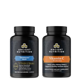 Ancient Nutrition Ancient Nutrition Multi Immune Capsules, 90 Count + Vitamin C + Probiotics Capsules, 60 Count