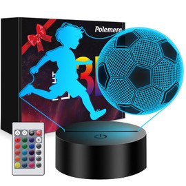 Polemera Soccer Gifts for Kids Boys 5-15, 3D Illusion Lamp Gifts for Kids Teens Boys Girls, 5 6 7 8 9 10 11 12 13 14 15 Year Old Boy Birthday Gifts, Room Decor