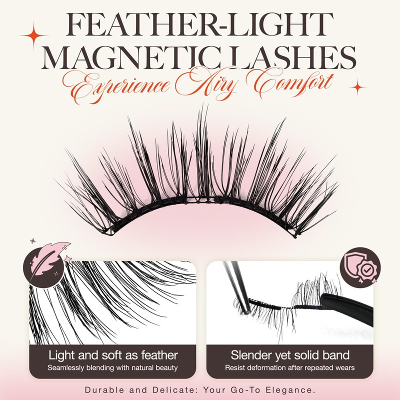 LASHVIEW Magnetic Eyelashes with Applicator, Soft Magnetic Lashes Natural Look