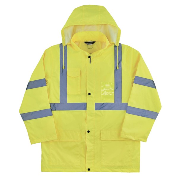 Ergodyne Standard High Visibility Reflective Lightweight Rain Jacket, Lime, 5XL