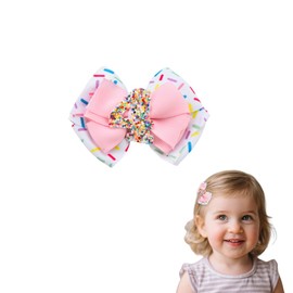 4th Birthday Hair Decorations Girls Hair Bows for Girls Ice Cream Hair Bow Clips for 4yr Old Girl Bday Hair Accessories Glitter Bowknot Hair Clip 4 Year Old Girl Birthday Gifts for Daughter