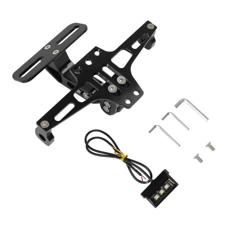 KEEPDSGN Black Motorcycle Fender Eliminator License Plate Holder Bracket LED
