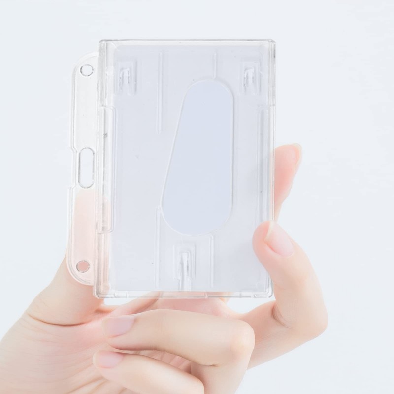 ID Card Badge Holder, 2 Pieces Clear Badge Holders Hard