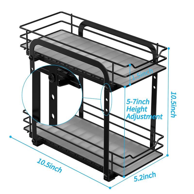 BOIVSHI Spice Rack Organizer for Cabinet, 2 Tier Pull Out