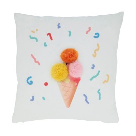 Acanva Ice Cream Cone Pom Pom Throw Pillow