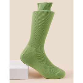 Lovdaswi Socks with Soles for Women Non-Slip Yoga Socks Ballet Dance Barefoot Workout Socks, Mustard Green, Medium