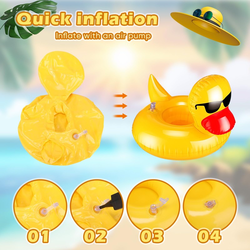 Gemscream 36 Pcs Inflatable Duck Drink Floats Lightweight Inflatable Drink