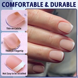 Bellelfin 150Pcs French Tip Press on Nails Short Square French Fake Nails Full Cover Matte Multicolor False Nails Acrylic French Nails Press on for Women Girls