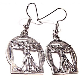 Leonardo DaVinci's Vitruvian Man Hypoallergenic Earrings on French Hooks Renaissance Art
