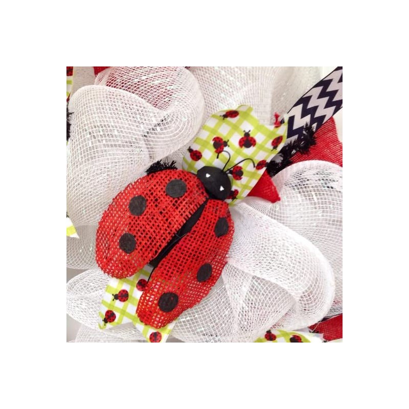 Adorable Lady Bug Spring Summer Deco Mesh Wreath