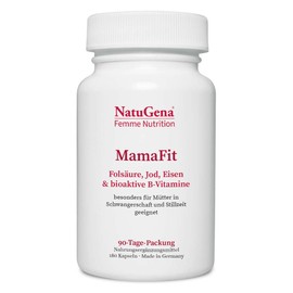 NatuGena MamaFit Vitamin B6, B12, Iron, Iodine, Copper, Especially Suitable for Mothers in Pregnancy and Breastfeeding, 180 Capsules (3 Month Pack)