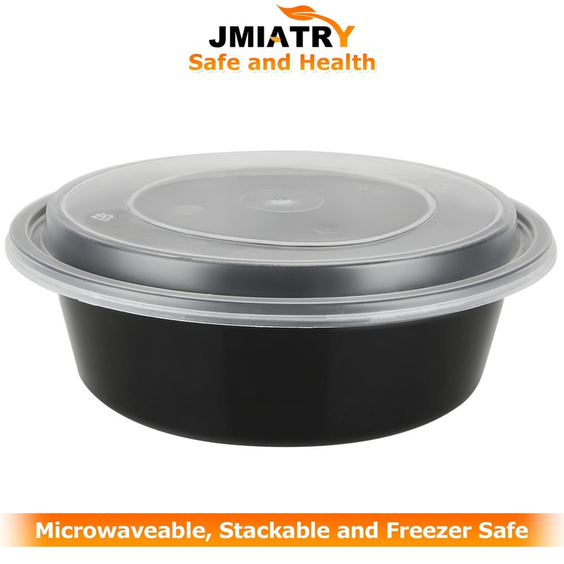 JMIATRY 25 Pack Round Meal Prep Containers Reusable, 1 Compartment