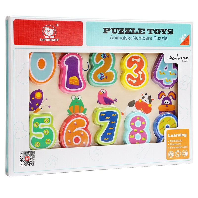 TOP BRIGHT Rompecabezas Animales Y Números, Habilidad Motora, Topbright