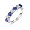 FWM 925 Sterling Silver Blue Sapphire and White Birthstone Ring