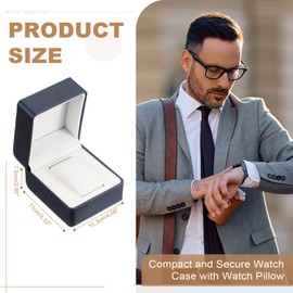 sourcing map Watch Travel Case, PU Leather Watch Storage Box 1 Slot Watch Holder Organize, Portable Watch Case Box Leather Watch Roll for Men and Women Gift Birthday Anniversary, Blue