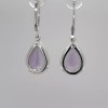 Amber America Drop / Pear Purple AMETHYST Teardrop Earrings Leverback