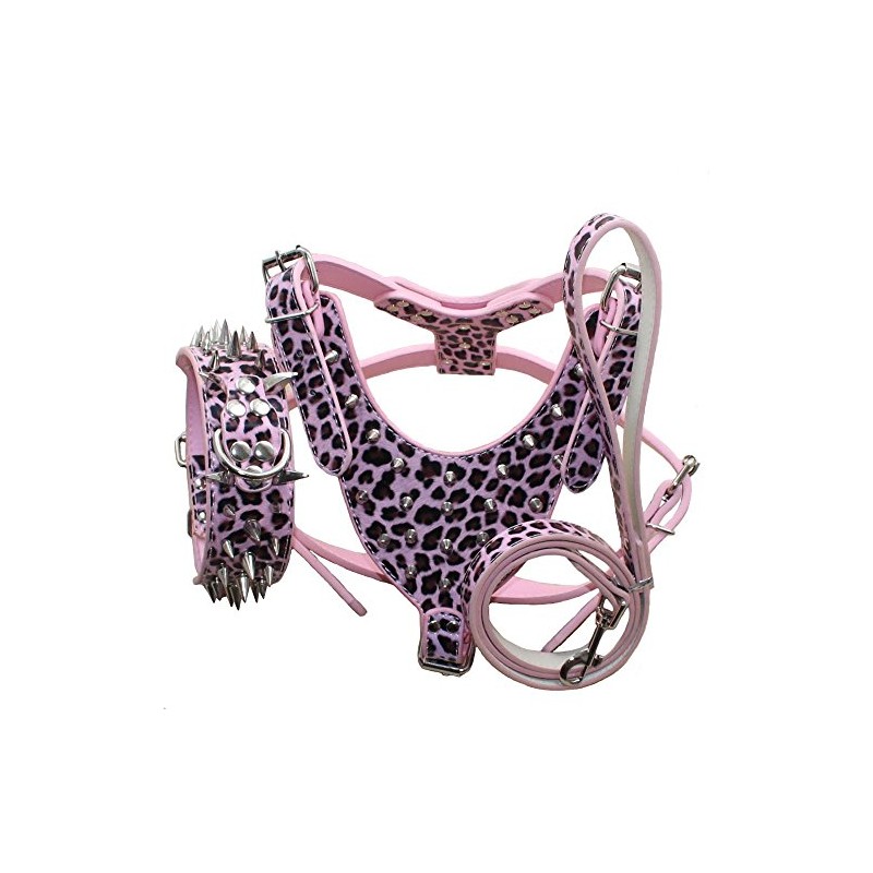 Haoyueer Leather Sharp Spiked Studded Dog Collars, Harnesses & Leashes