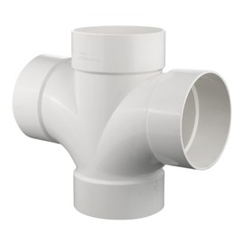 4x4x4x4 PVC DWV Double Sanitary Tripple TEE Street for Drain Waste and Vent, PVC Pipe 4-Way Cross Fittings Connect Coupling Adapter white