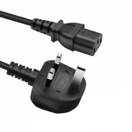 Power Cord UK Plug IEC C13 Cable (Kettle Lead) 0.5m Black