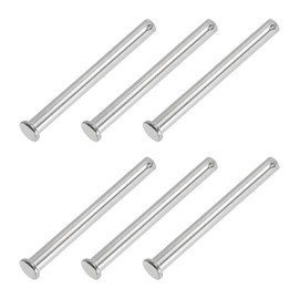 PATIKIL 10 x 120 Mm Single Hole Clevis Pins, 6 Pcs 304 Stainless Steel Flat Head Pin for Hitch Pin Lock Link Hinge Systems, Silver