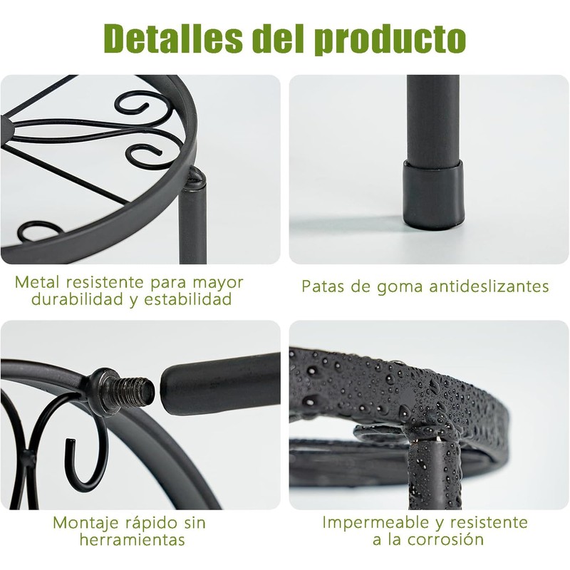 Base para Macetas de Metal 5 Piezas, Soporte para Plantas