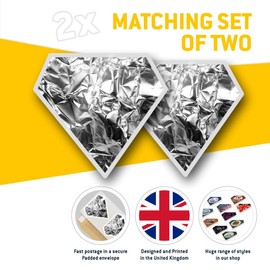 2 x Diamond Stickers 7.5 cm - Silver Aluminium Foil Fun Decals for Laptops,Tablets,Luggage,Scrap Booking,Fridges, #2061