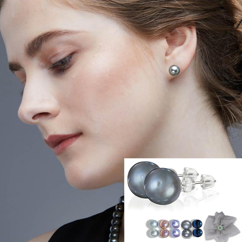 KIVELO pearl stud earrings - Freshwater cultured Pearl earrings -
