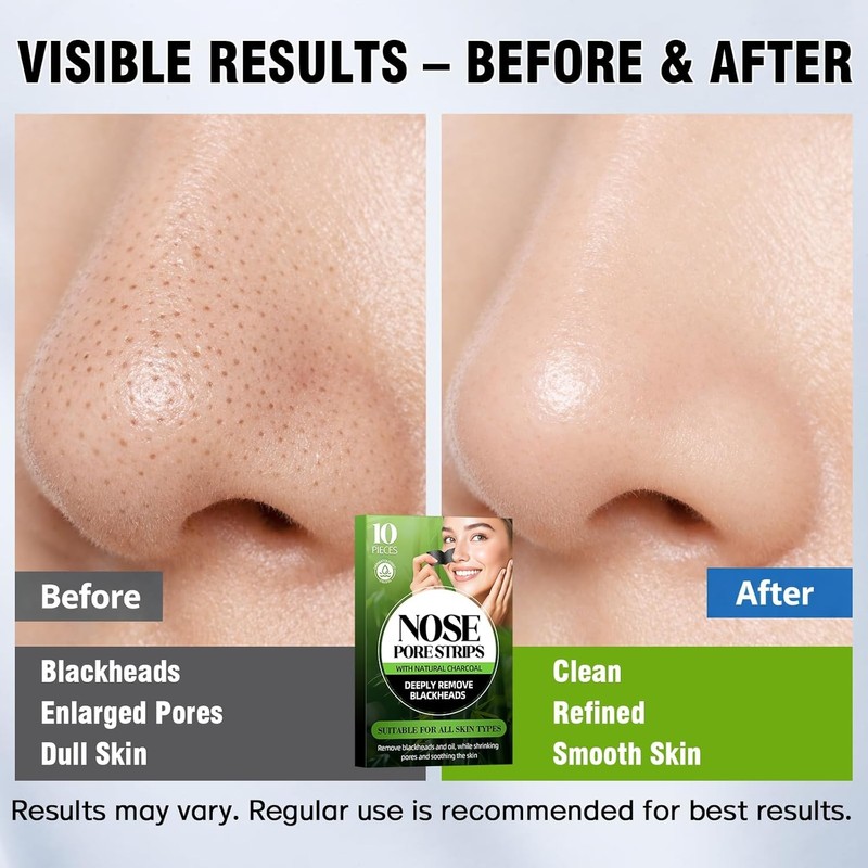 Shaeva Natural Charcoal Pore Strips Blackhead Remover Strawberry Nose Deep