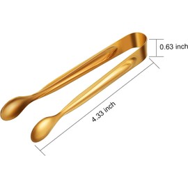 12 Pieces Sugar Tongs Ice Tongs Stainless Steel Mini Serving Tongs Appetizers Tongs Small Kitchen Tongs for Tea Party Coffee Bar Kitchen (4.3 Inch/11cm, Gold)