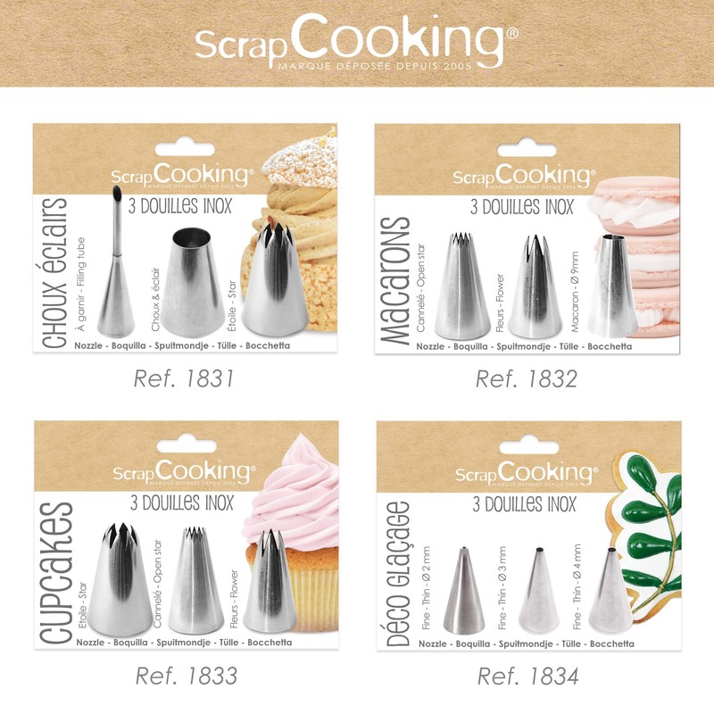 ScrapCooking 1831 Piping Bag Nozzles (Pack of 3)